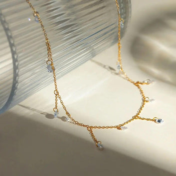Elegant Crystal Necklace – 18K Gold-Plated Stainless Steel