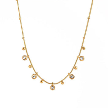 Elegant Crystal Necklace – Minimalist 18K Gold-Plated Stainless Steel