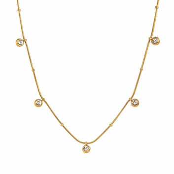Elegant Crystal Necklace – Minimalist Gold-Plated Design with Sparkling Crystals