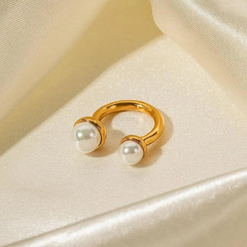Elegant Pearl Ring with 18k Gold PVD Coating