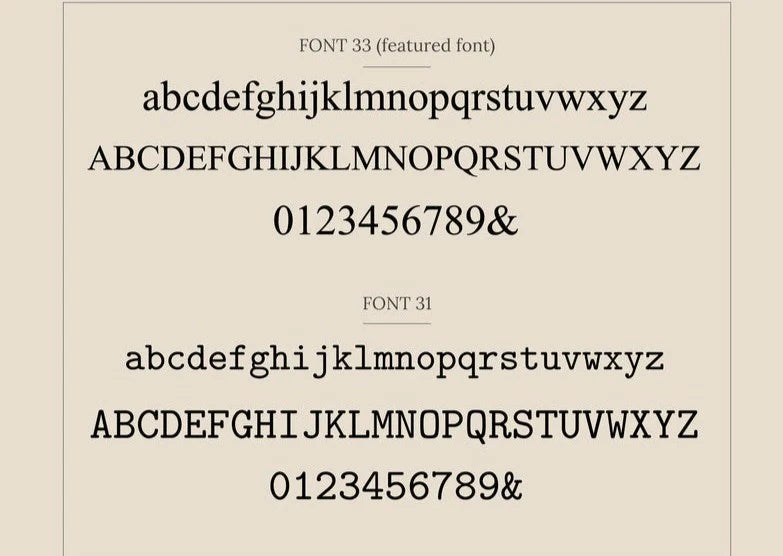 Display of two different fonts on a beige background