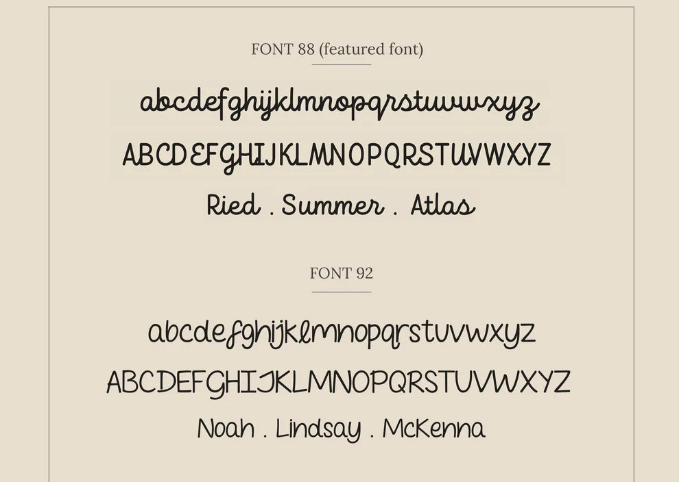 Display of two different fonts with sample text on a beige background