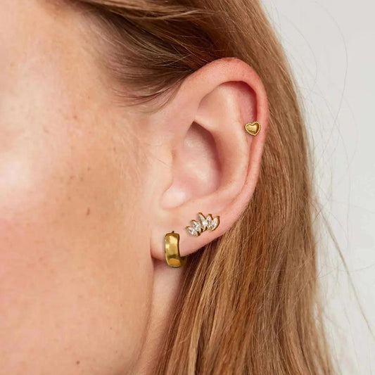 Luxurious Stainless Steel Earring Set with 18k Gold