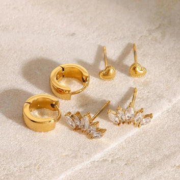 Luxurious Stainless Steel Earring Set with 18k Gold