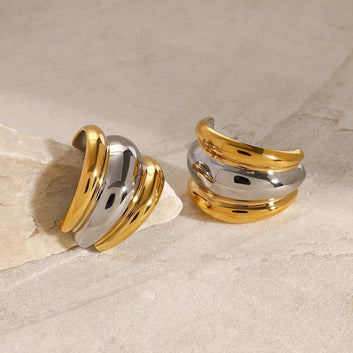 Sculpted Two-Tone Hoops