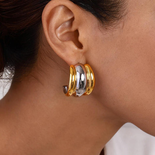 Sculpted Two-Tone Hoops