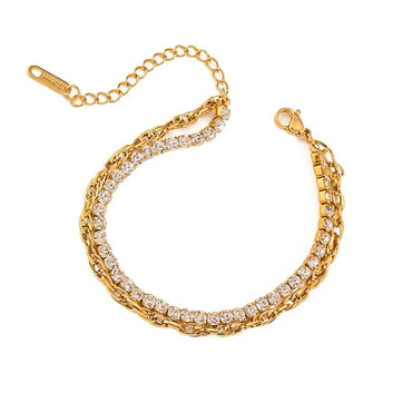 Sparkling Crystal Gold Tennis Bracelet