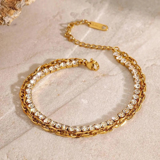 Sparkling Crystal Gold Tennis Bracelet