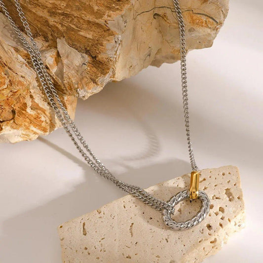 Stainless Steel Chain Necklace with 18k Gold PVD Coated Pendant