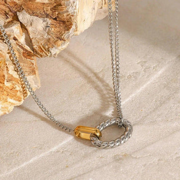 Stainless Steel Chain Necklace with 18k Gold PVD Coated Pendant