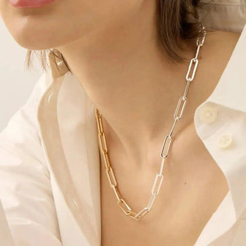Modern 18k Gold Plated Paperclip Chain Necklace for Women – Stylish and Durable