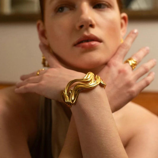 Wave Cuff 18K Gold-Plated Bracelet